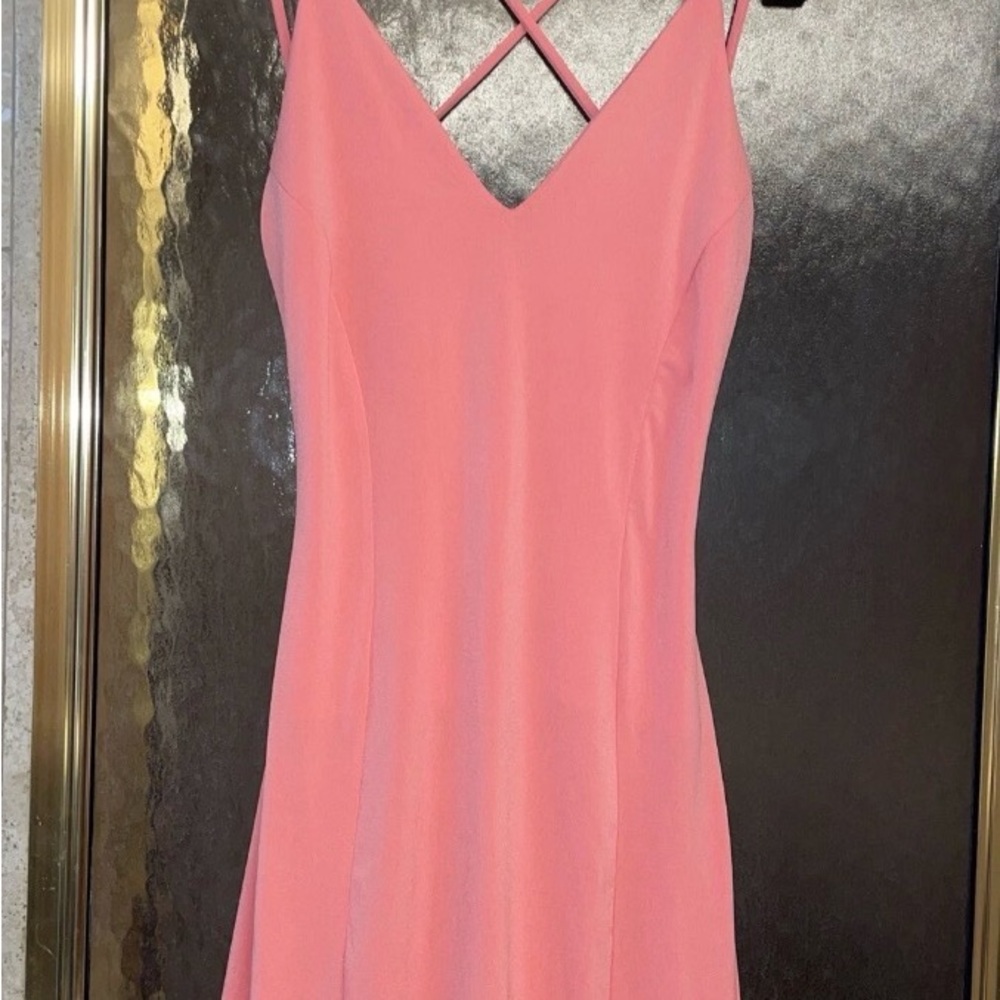 Symphony Peach Stretch Backless Sleeveless Dress Size Medium